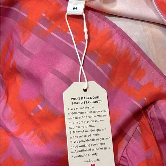 Coacia Watercolor-Print Tiered Maxi Pink Dress Size M NWT - Picture 7 of 7